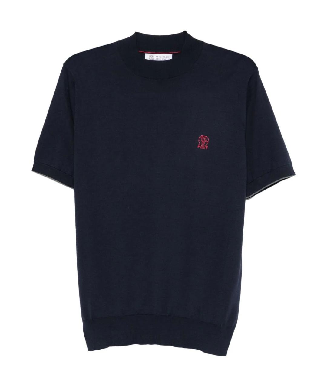 BRUNELLO CUCINELLI Темно-синий хлопковый джемпер / свитер, фото 1