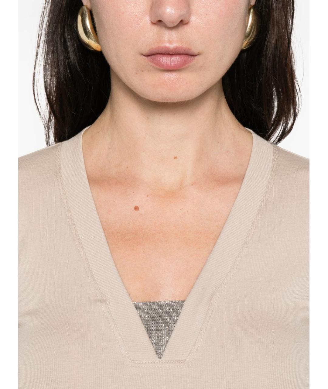 BRUNELLO CUCINELLI Бежевый хлопковый джемпер / свитер, фото 5