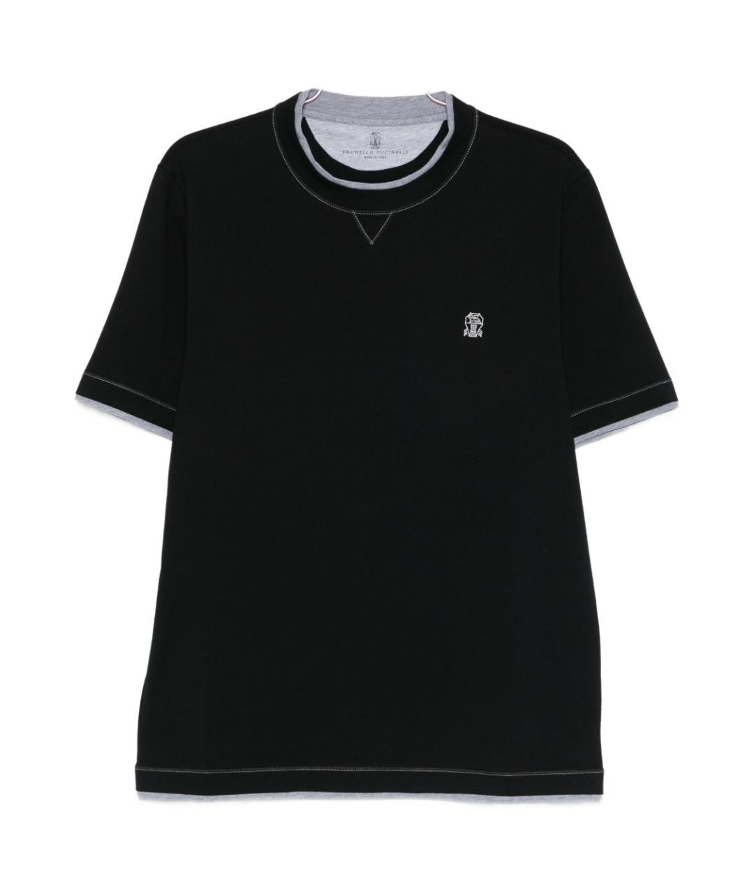 BRUNELLO CUCINELLI Черная хлопковая футболка, фото 1
