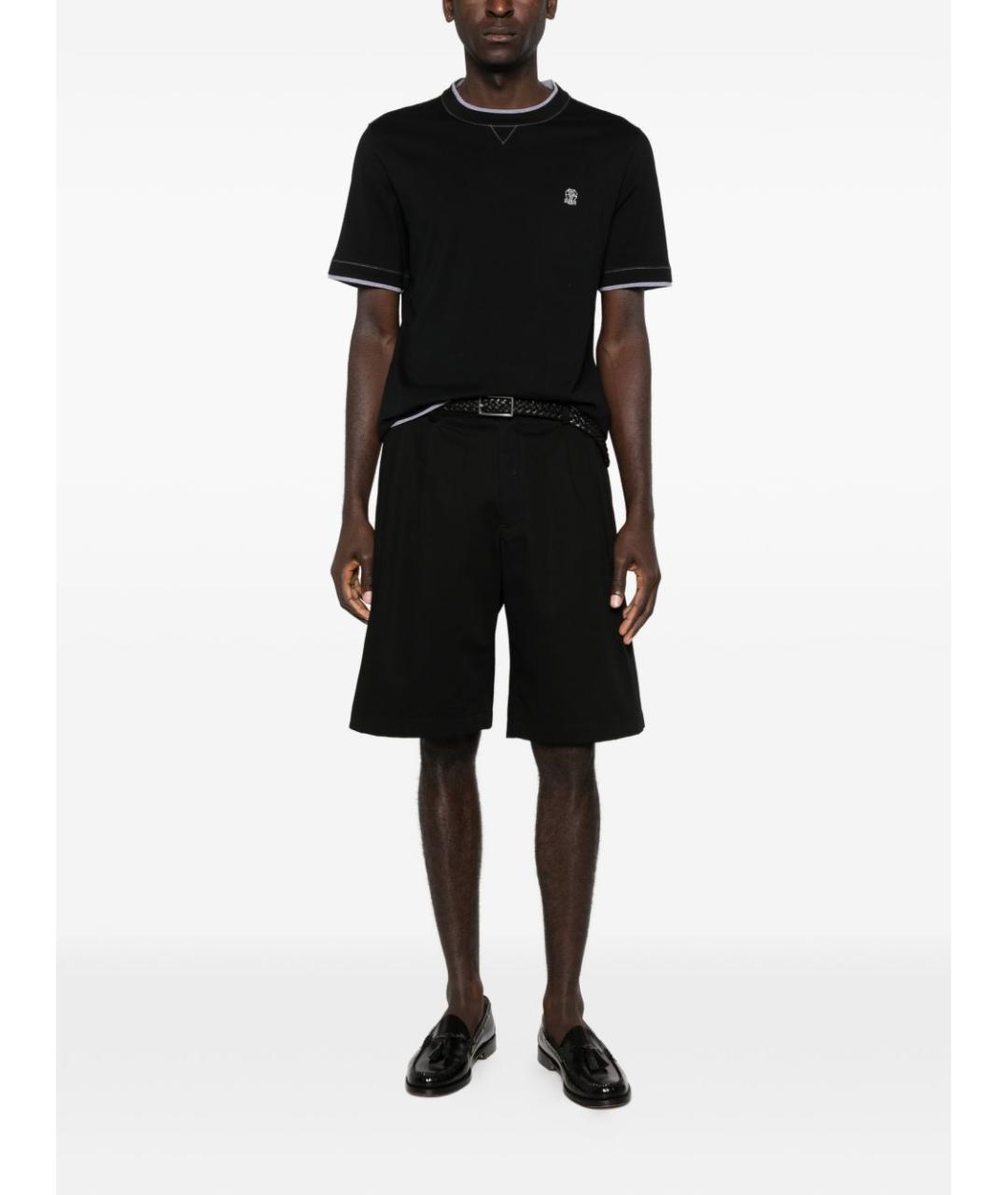 BRUNELLO CUCINELLI Черная хлопковая футболка, фото 4