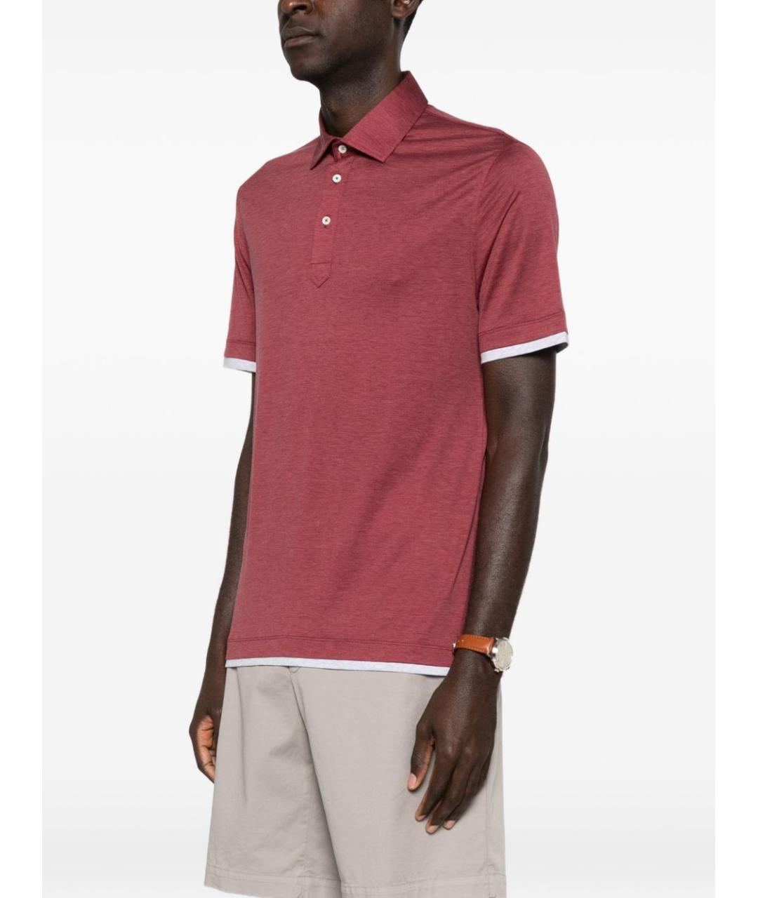 BRUNELLO CUCINELLI Красное хлопковое поло с коротким рукавом, фото 2