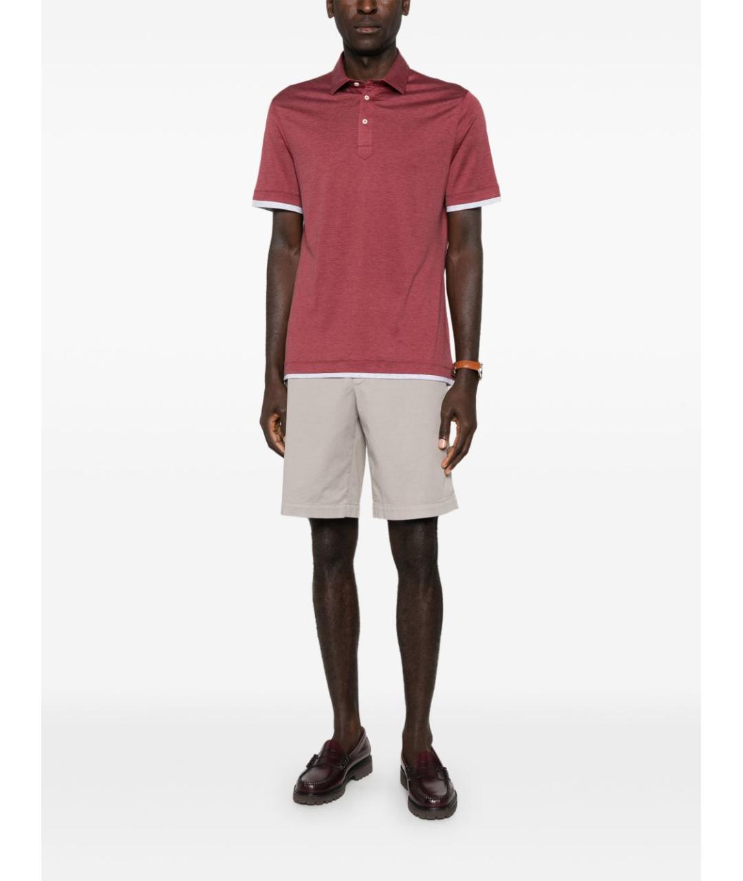 BRUNELLO CUCINELLI Красное хлопковое поло с коротким рукавом, фото 5