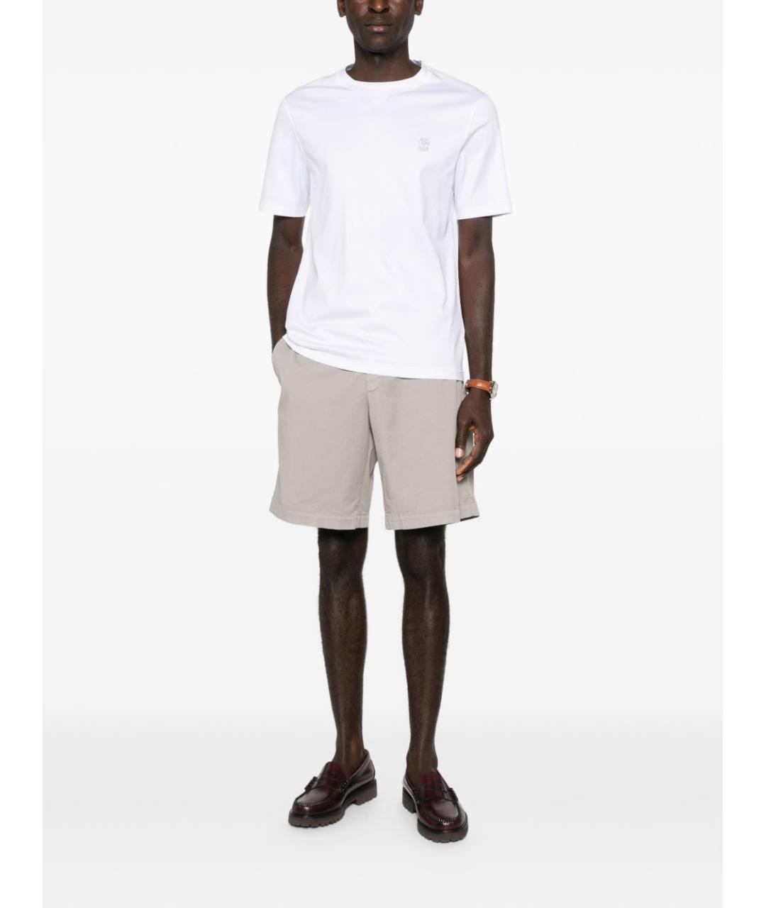 BRUNELLO CUCINELLI Белая хлопковая футболка, фото 4