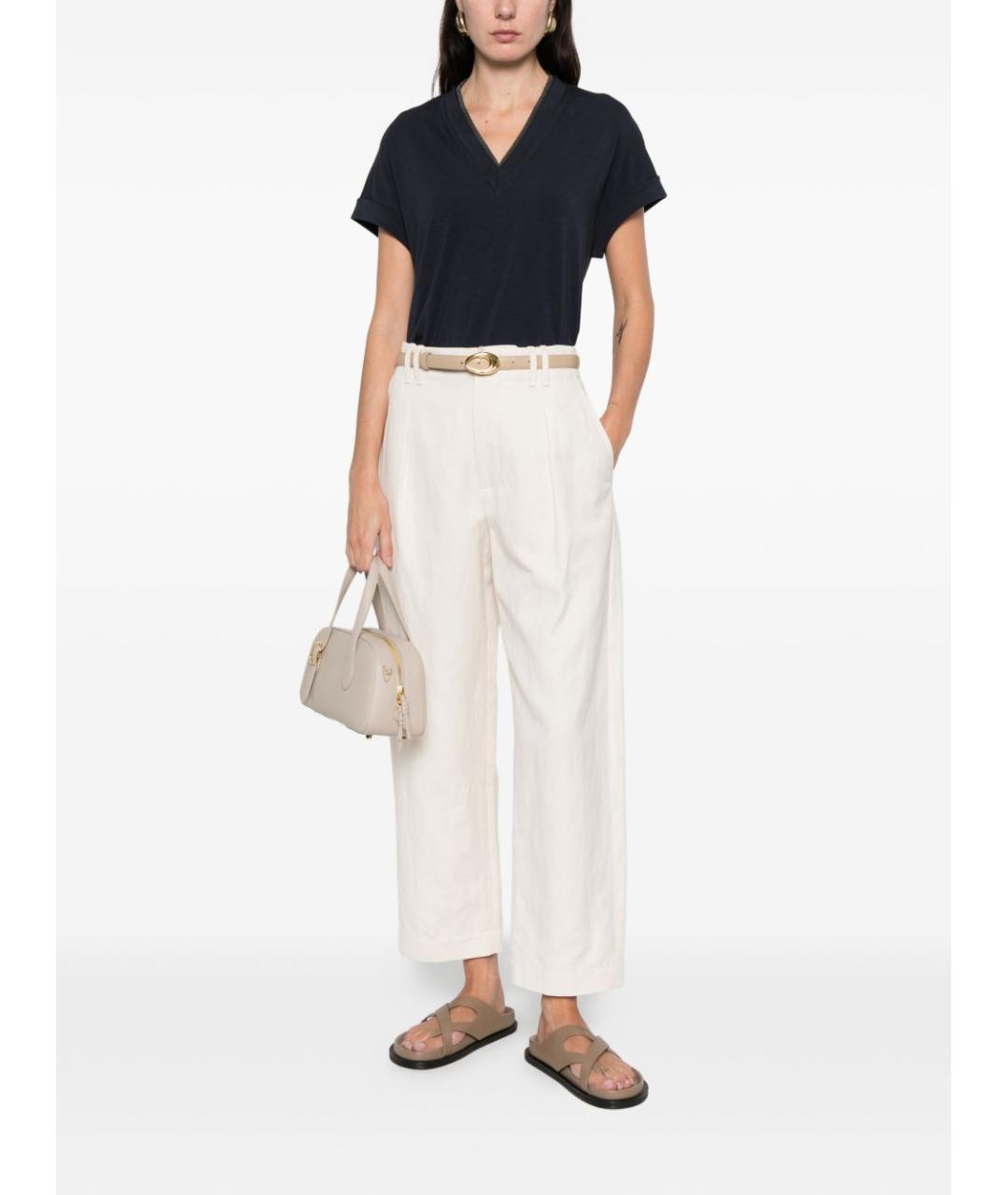 BRUNELLO CUCINELLI Синяя хлопковая футболка, фото 2