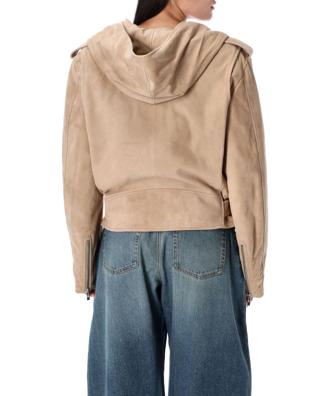 ALAIA Бежевая кожаная куртка, фото 3
