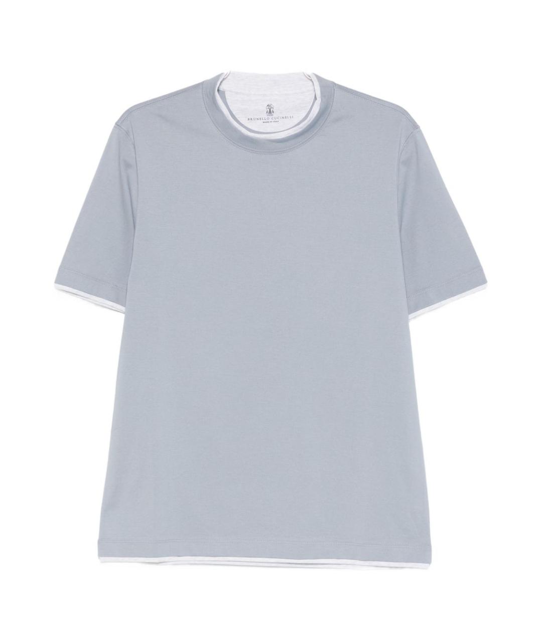 BRUNELLO CUCINELLI Голубая хлопковая футболка, фото 1