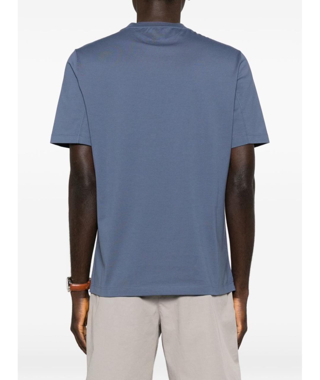 BRUNELLO CUCINELLI Синяя хлопковая футболка, фото 3