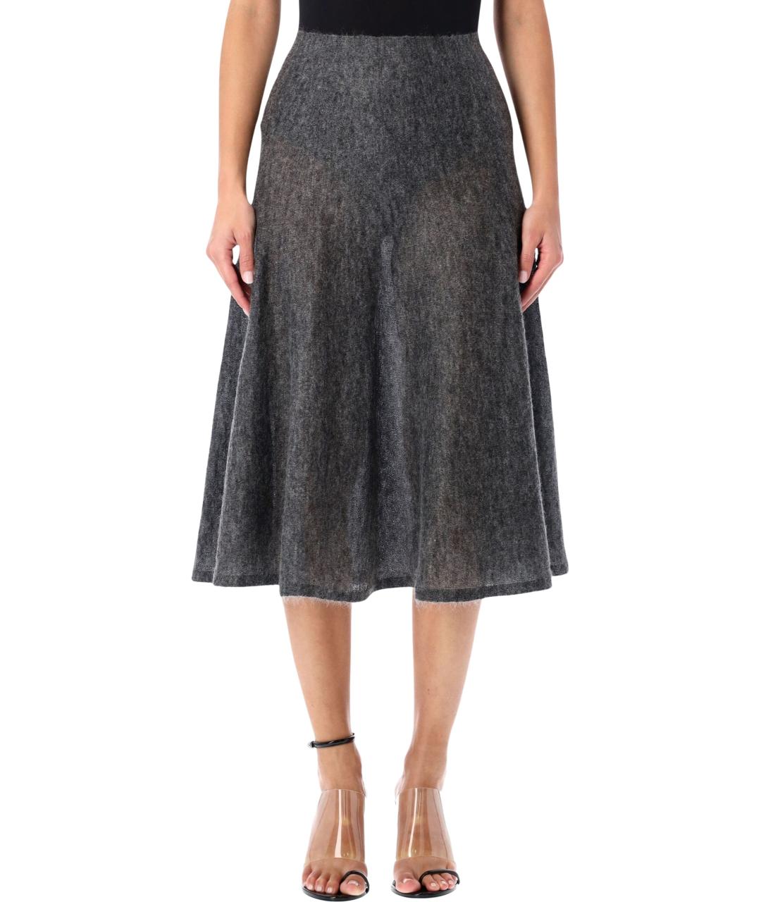 ALAIA Серая шерстяная юбка миди, фото 4