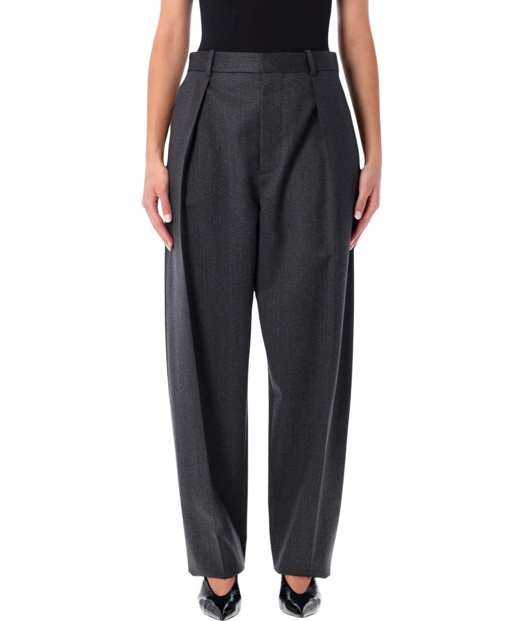 BOTTEGA VENETA Черные шерстяные прямые брюки, фото 4
