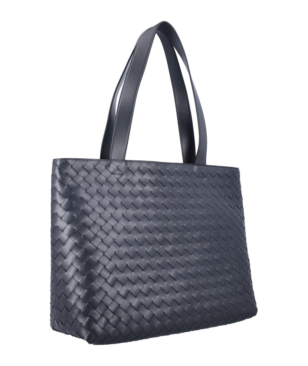 BOTTEGA VENETA Синяя кожаная сумка тоут, фото 2