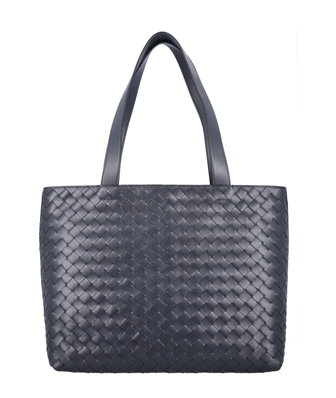 BOTTEGA VENETA Синяя кожаная сумка тоут, фото 4