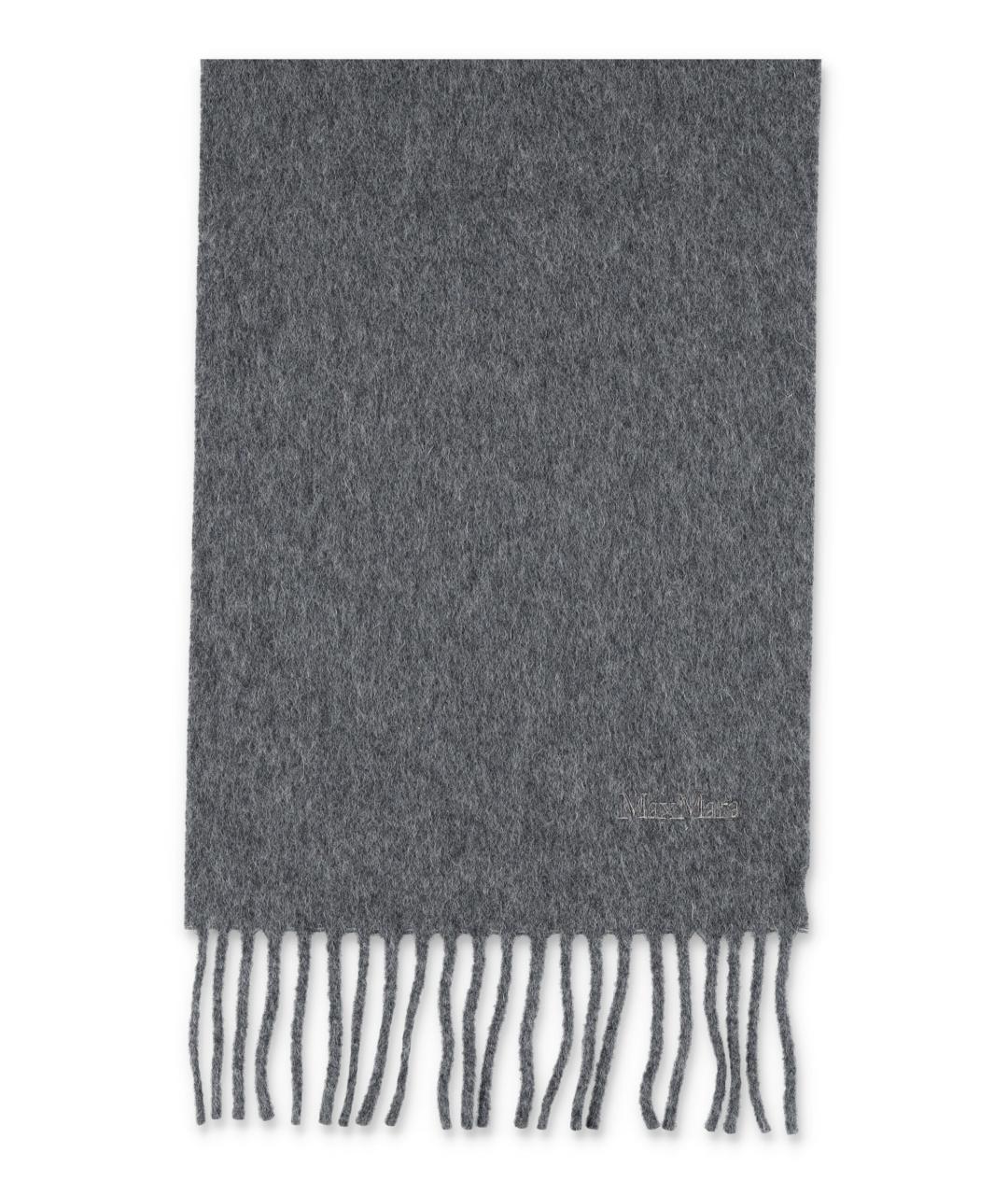 MAX MARA Серый шерстяной шарф, фото 3