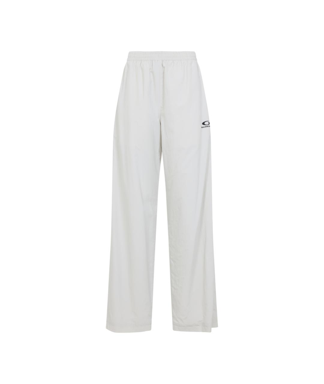 BALENCIAGA Белые полиамидовые прямые брюки, фото 1