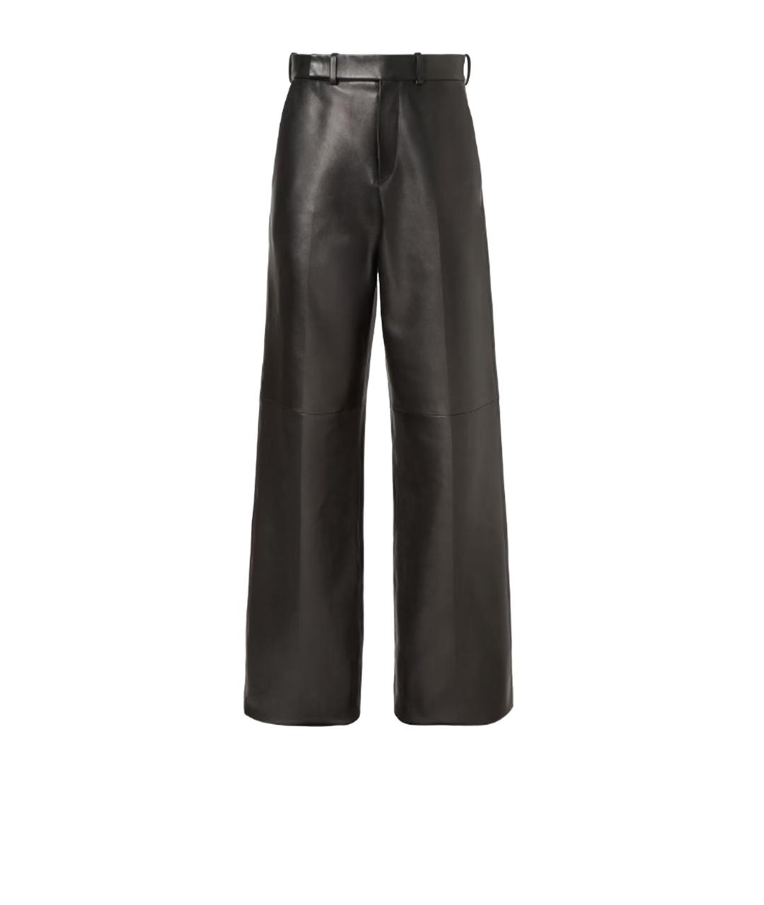 FENDI Черные кожаные прямые брюки, фото 1