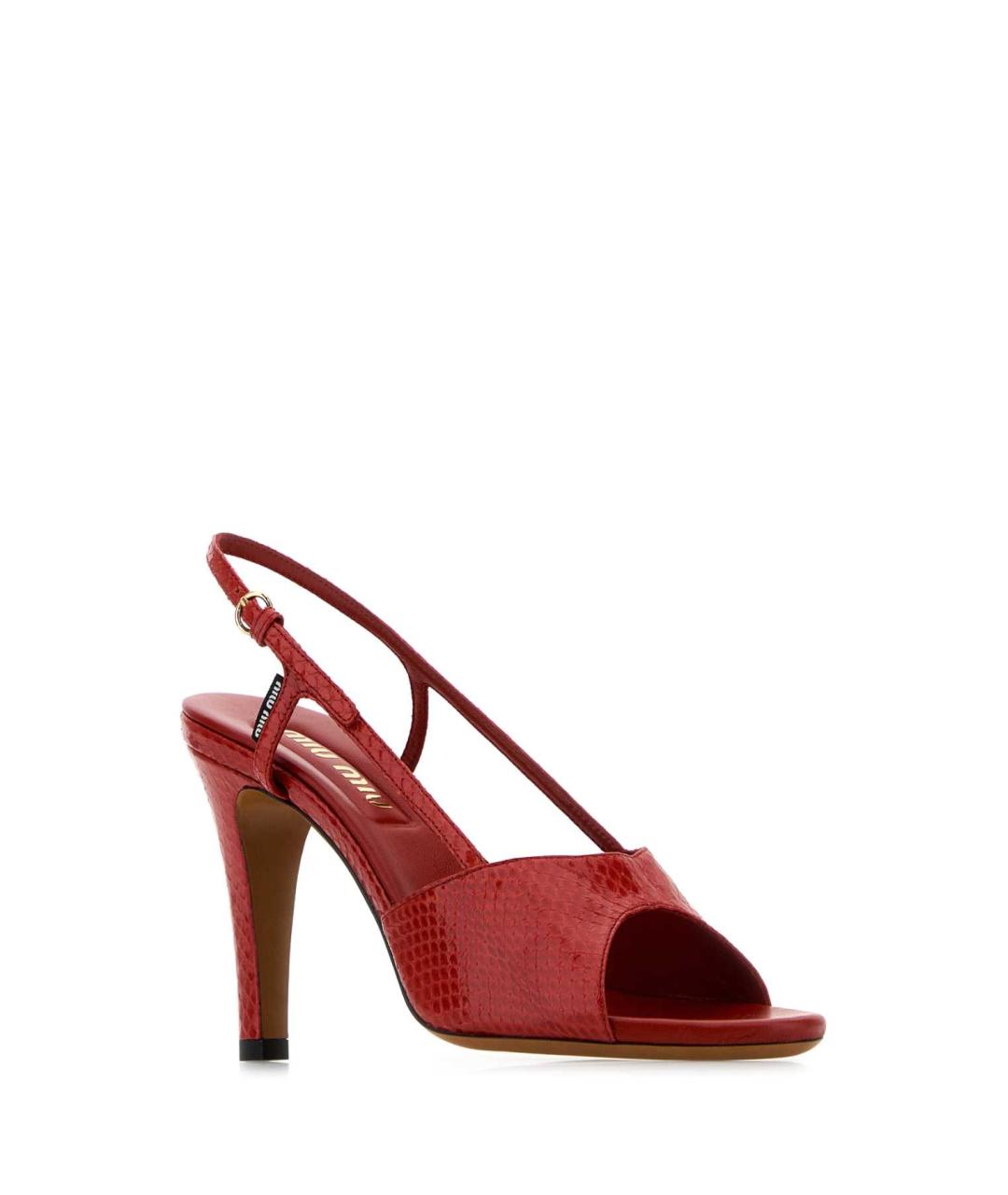 MIU MIU Красные кожаные босоножки, фото 2