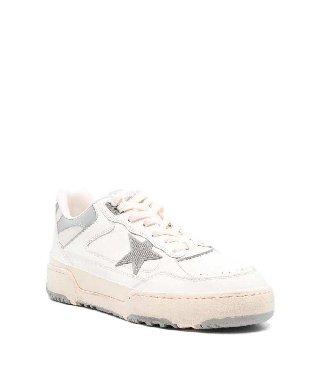 GOLDEN GOOSE Белые кожаные низкие кроссовки / кеды, фото 2