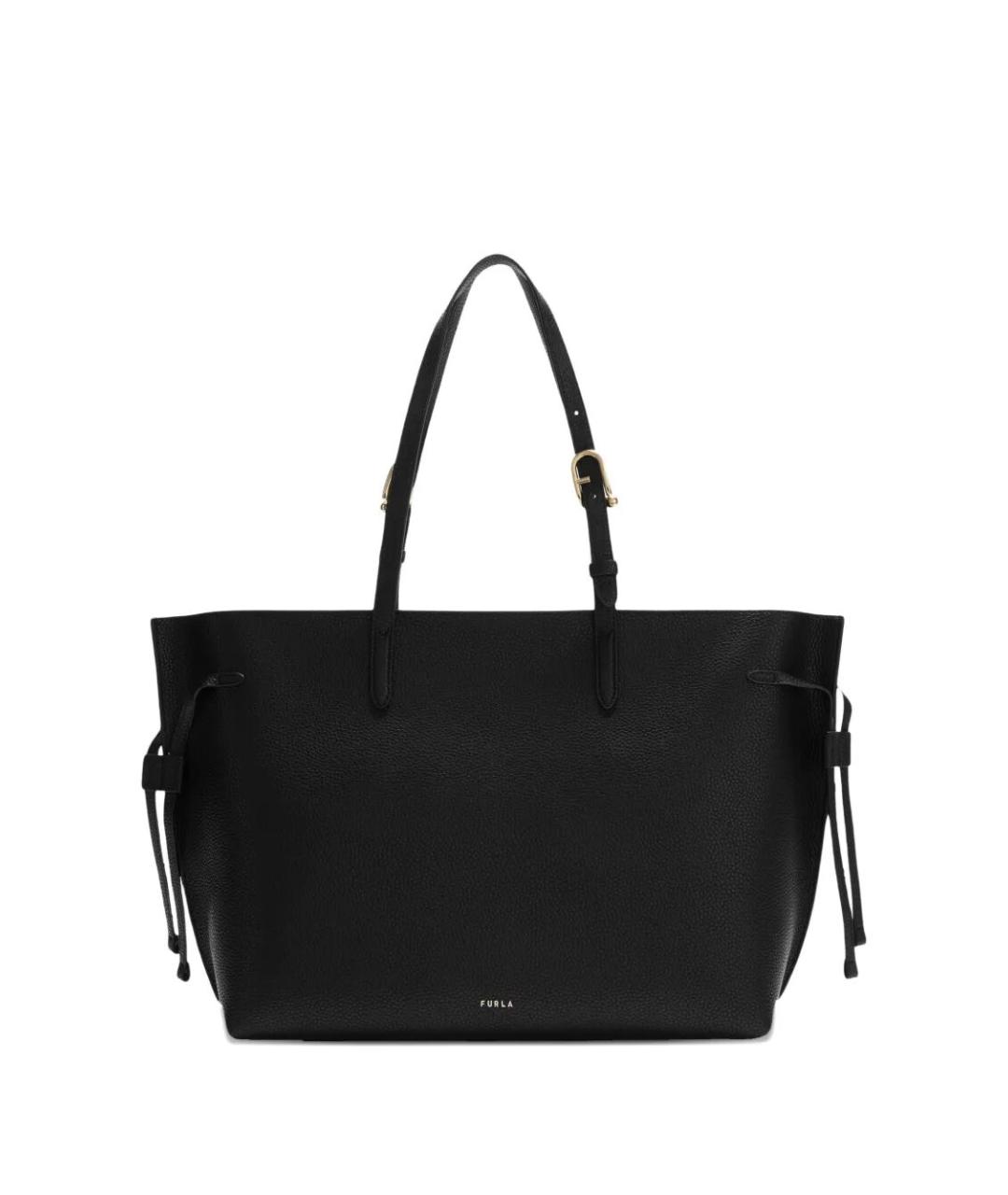 FURLA Черная кожаная сумка тоут, фото 1