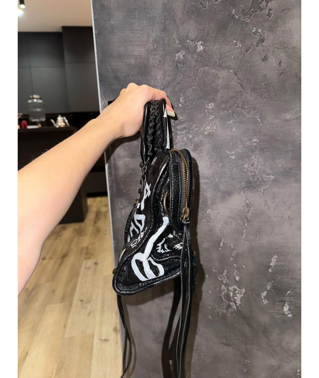 BALENCIAGA Черная кожаная сумка с короткими ручками, фото 2