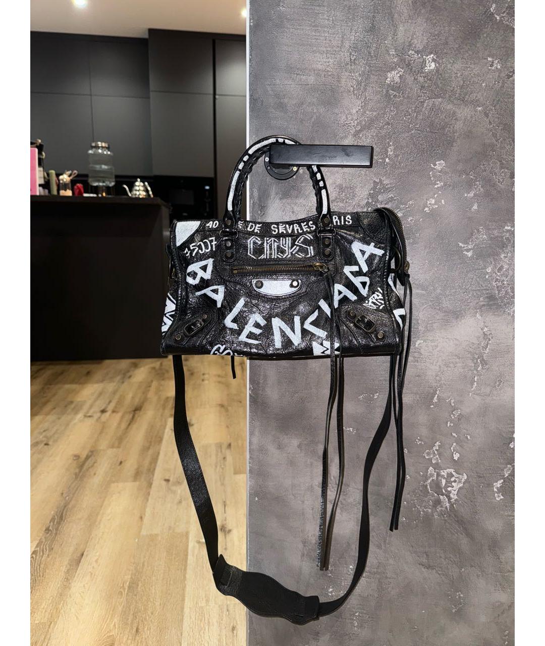 BALENCIAGA Черная кожаная сумка с короткими ручками, фото 5