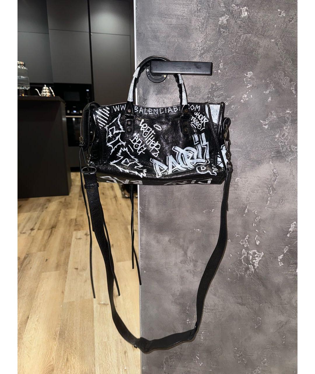 BALENCIAGA Черная кожаная сумка с короткими ручками, фото 3