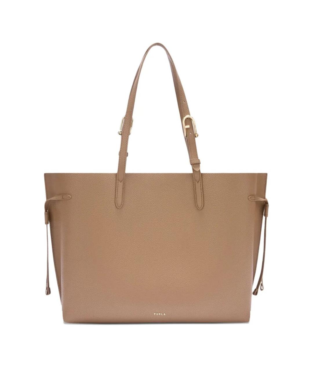 FURLA Бежевая кожаная сумка тоут, фото 1