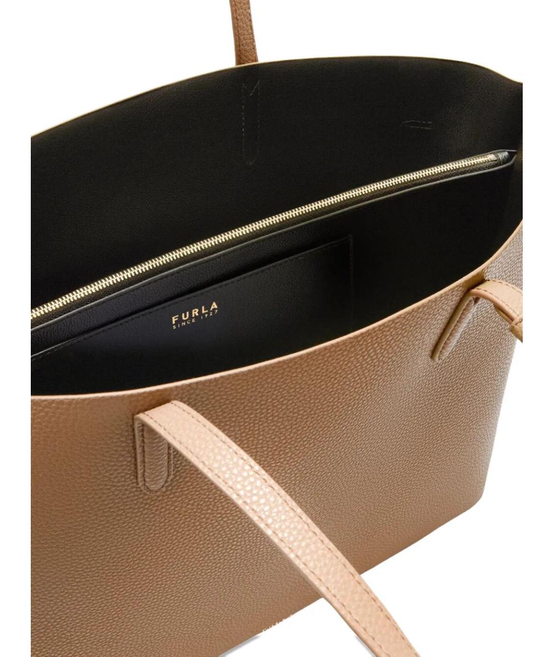 FURLA Бежевая кожаная сумка тоут, фото 4