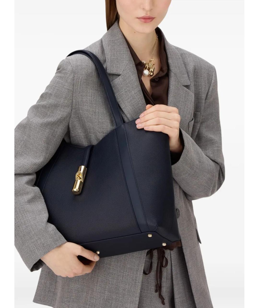 FURLA Синяя кожаная сумка тоут, фото 5