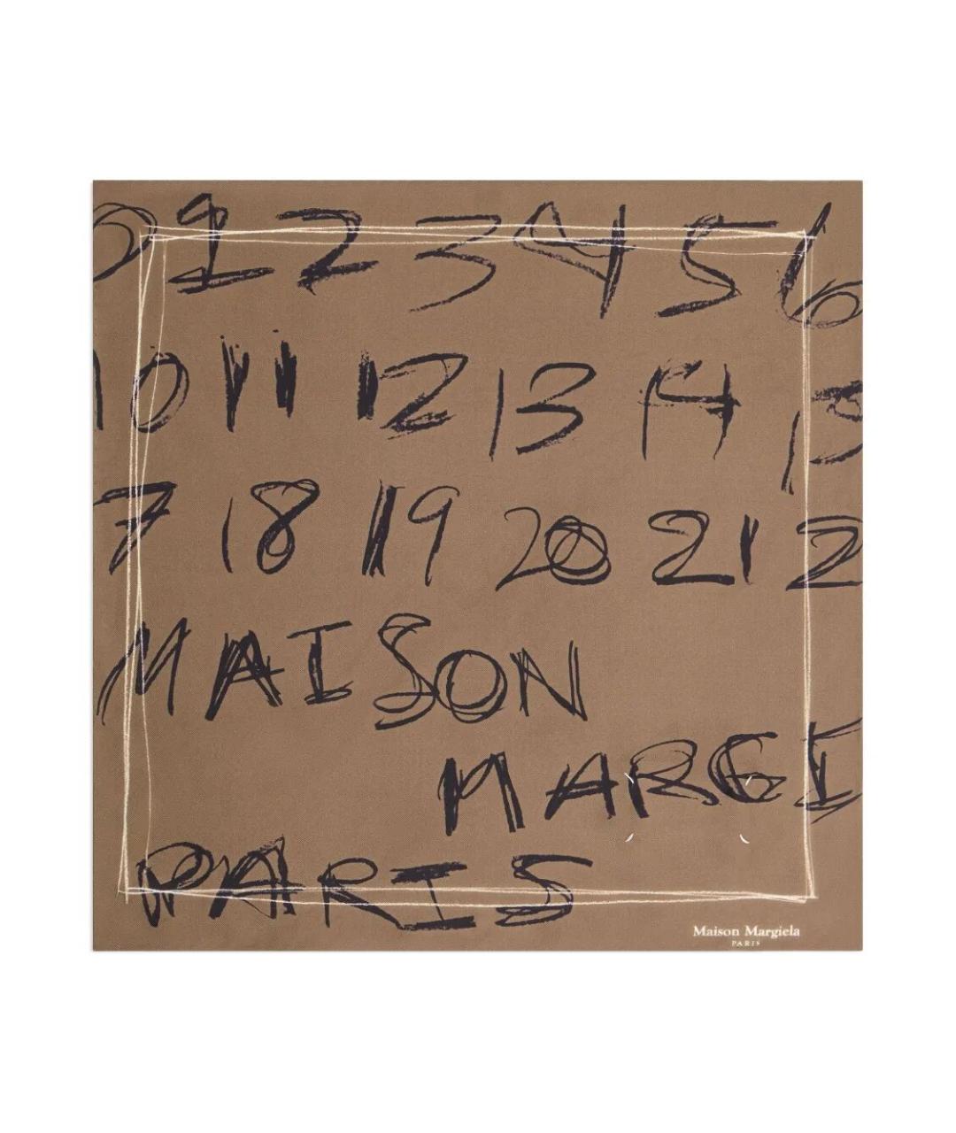 MAISON MARGIELA Коричневый шелковый шарф, фото 1