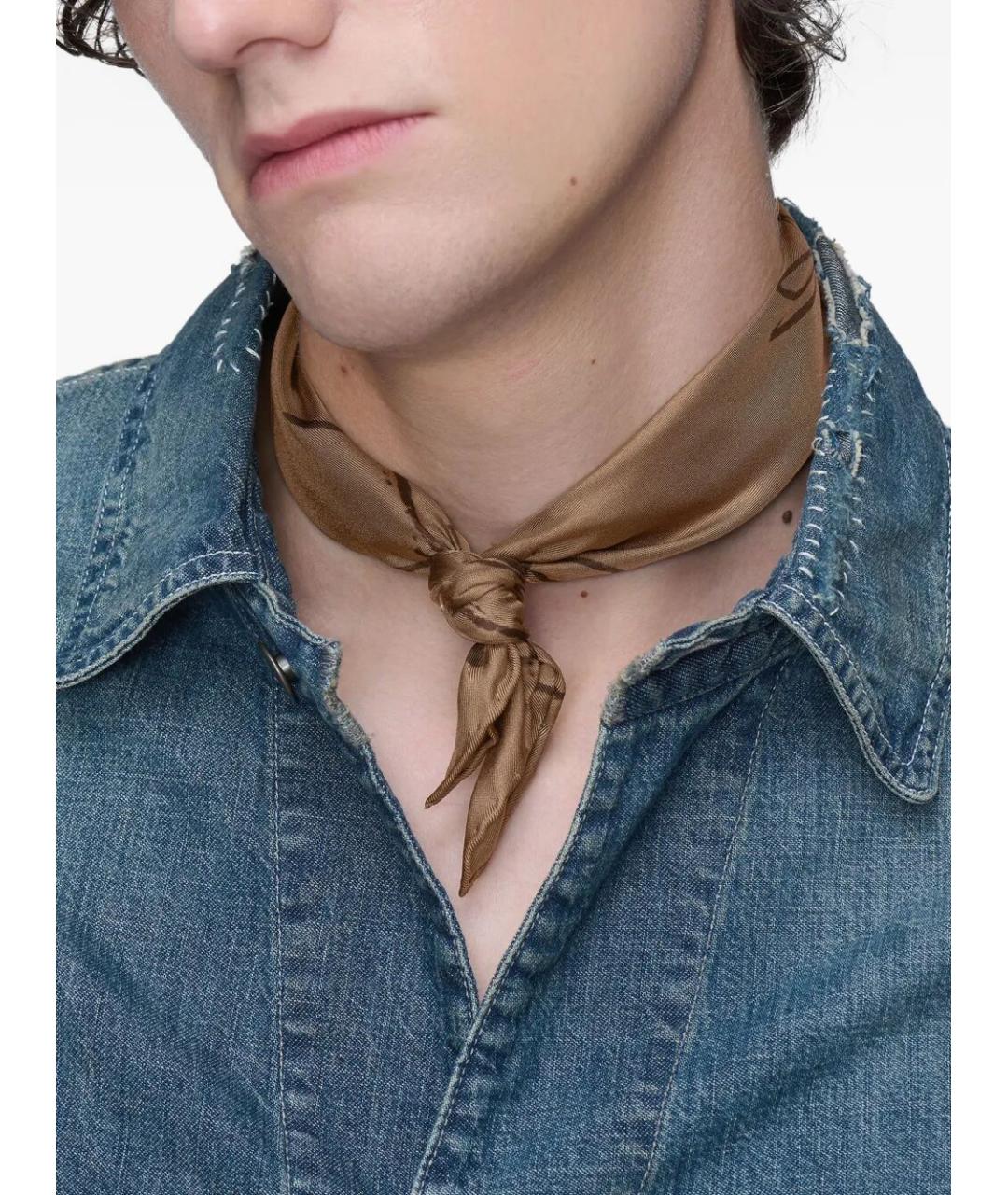 MAISON MARGIELA Коричневый шелковый шарф, фото 3