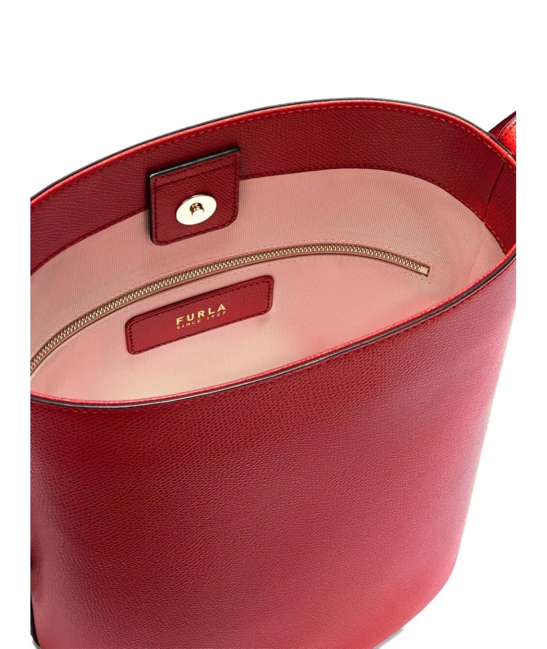 FURLA Красная кожаная сумка с короткими ручками, фото 4