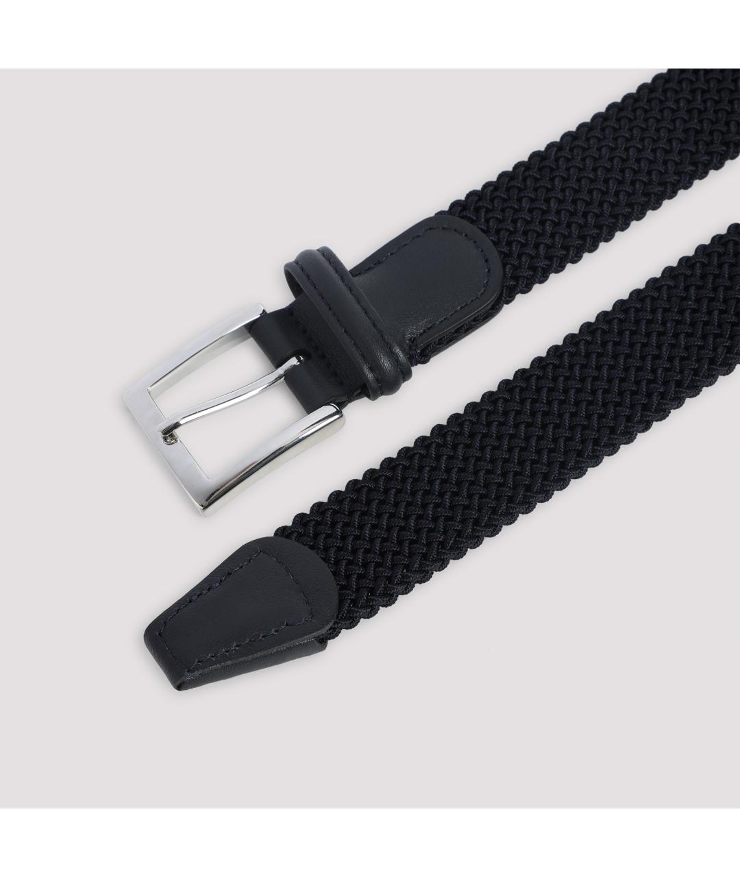 KITON Темно-синий пелетеный ремень, фото 2