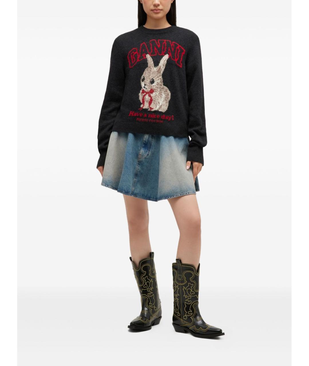 GANNI Черный шерстяной джемпер / свитер, фото 2