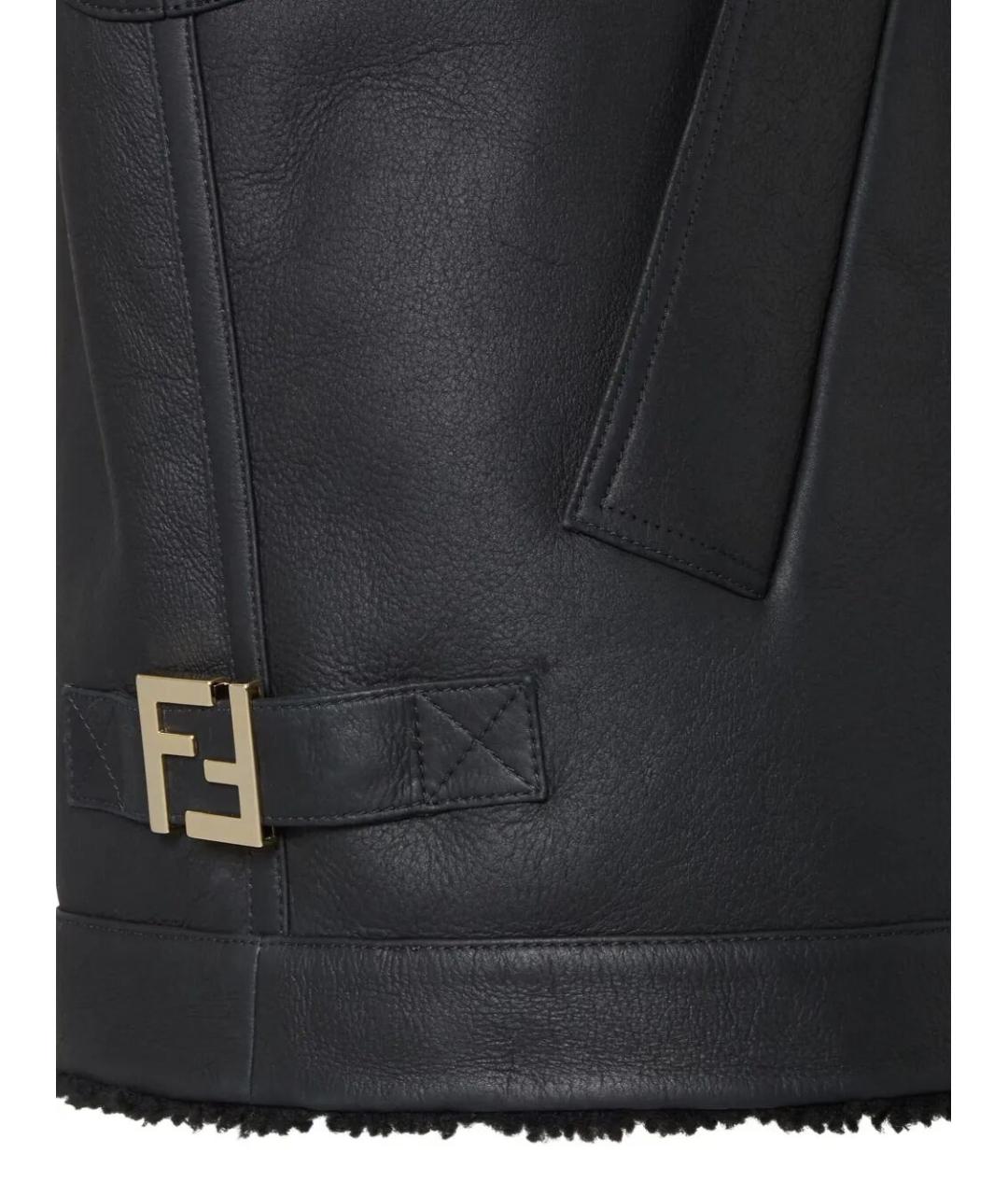 FENDI Черный кожаный жилет, фото 3