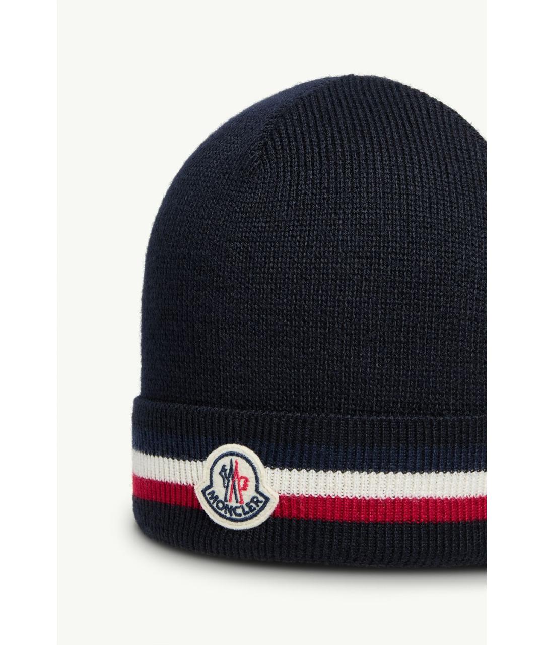 MONCLER Синяя шерстяная шапка, фото 2