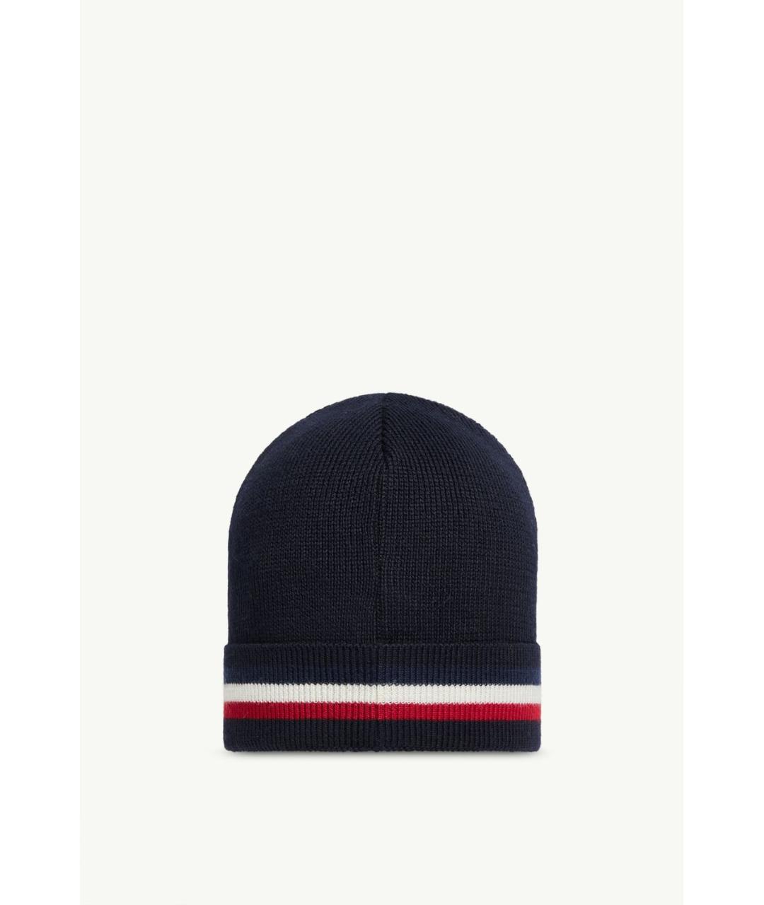 MONCLER Синяя шерстяная шапка, фото 3