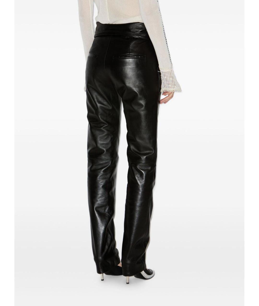 ISABEL MARANT Черные кожаные прямые брюки, фото 5