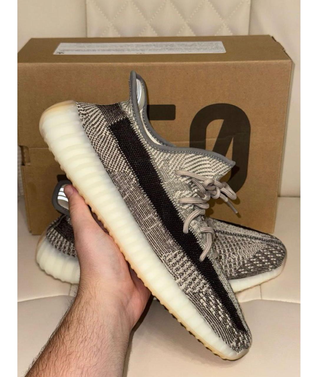 ADIDAS YEEZY Серые текстильные низкие кроссовки / кеды, фото 3