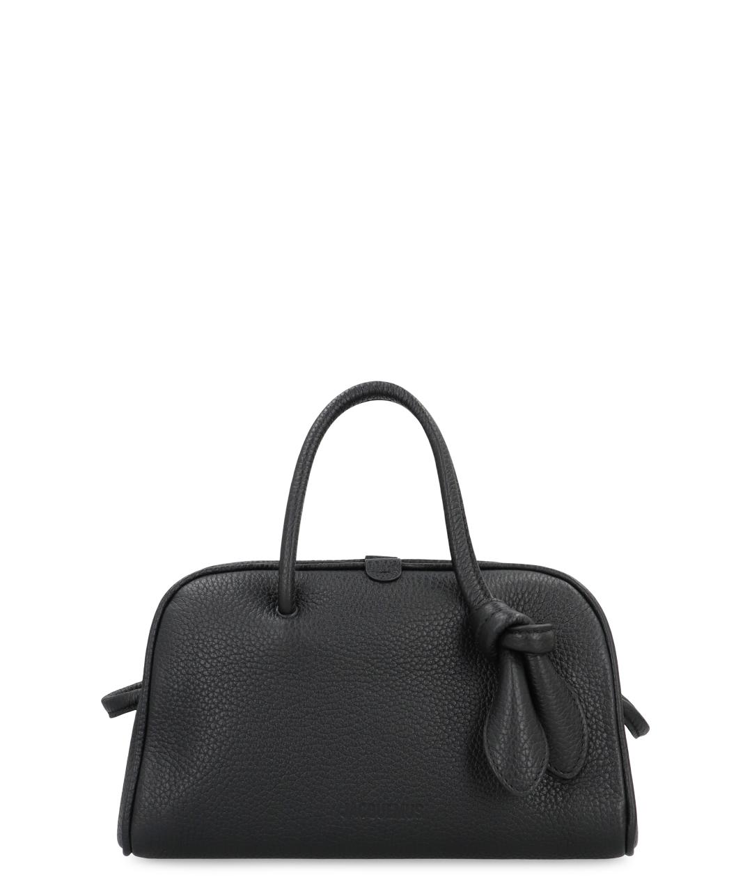 JACQUEMUS Черная кожаная сумка с короткими ручками, фото 1