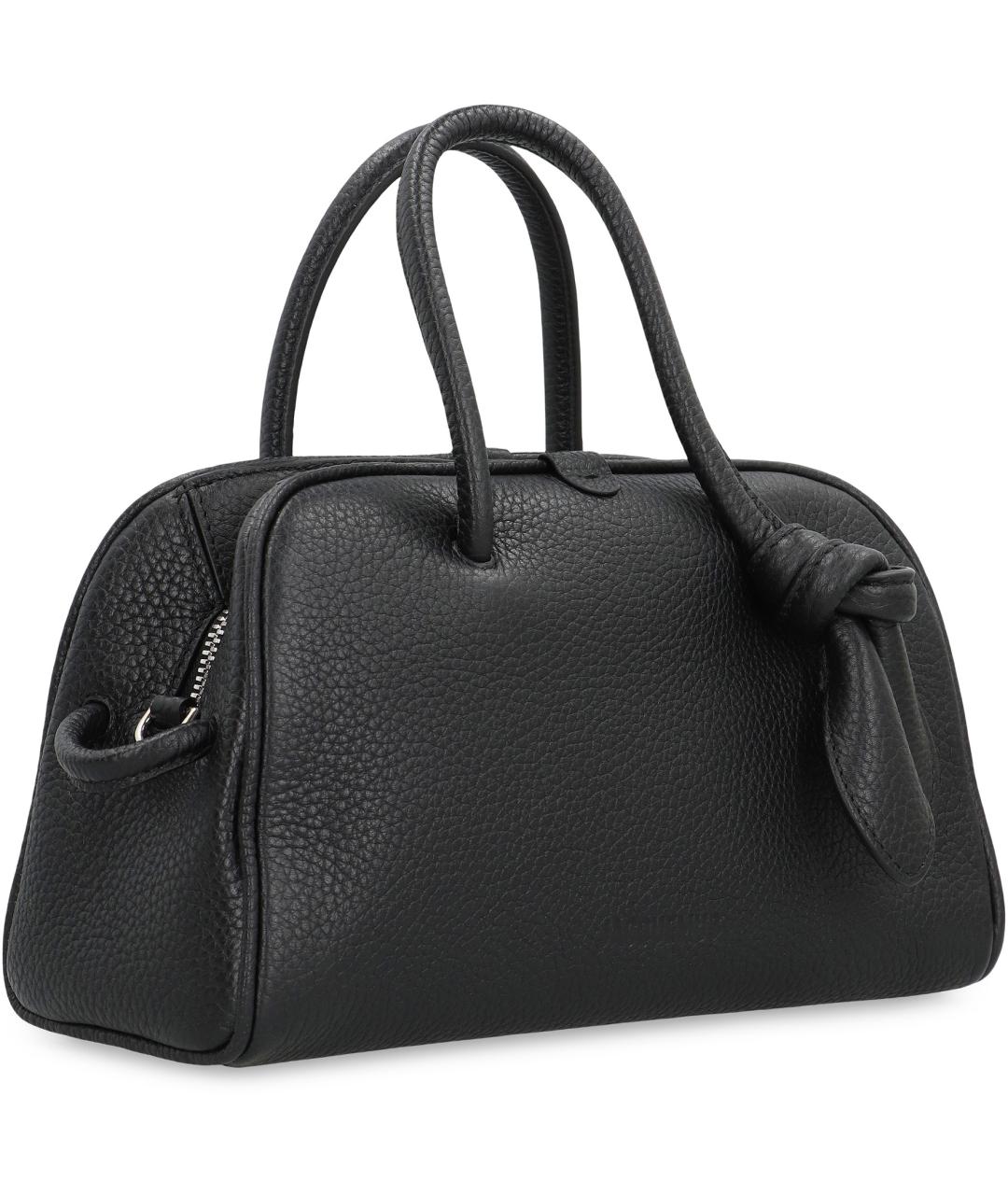 JACQUEMUS Черная кожаная сумка с короткими ручками, фото 2