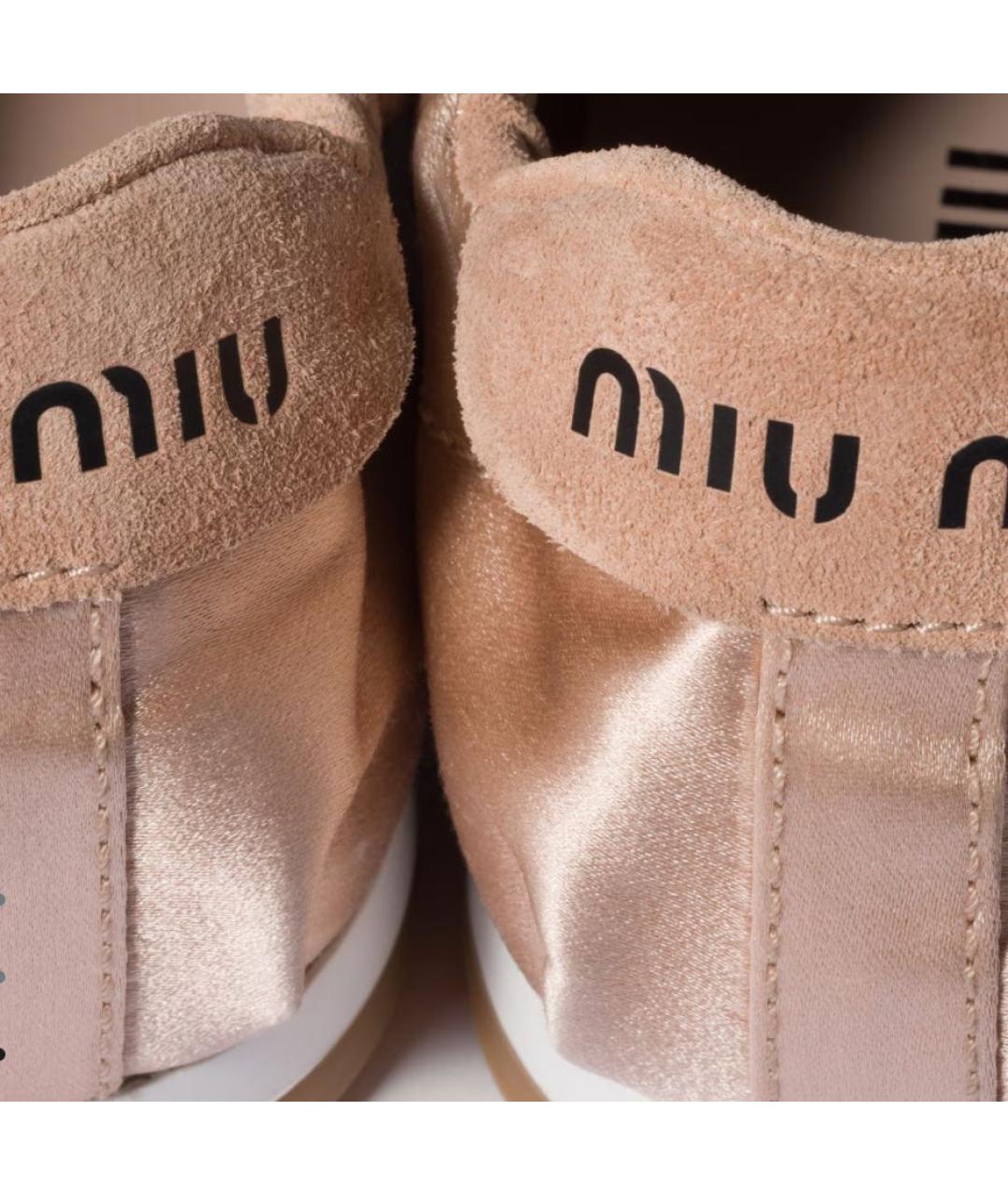 MIU MIU Розовые текстильные кеды, фото 4