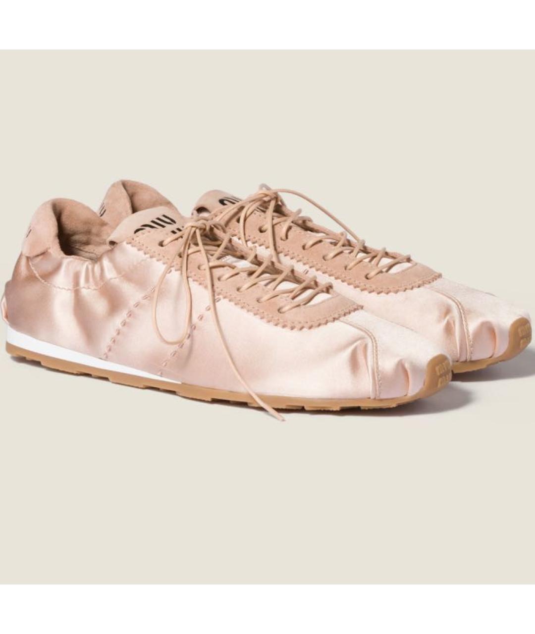 MIU MIU Розовые текстильные кеды, фото 2