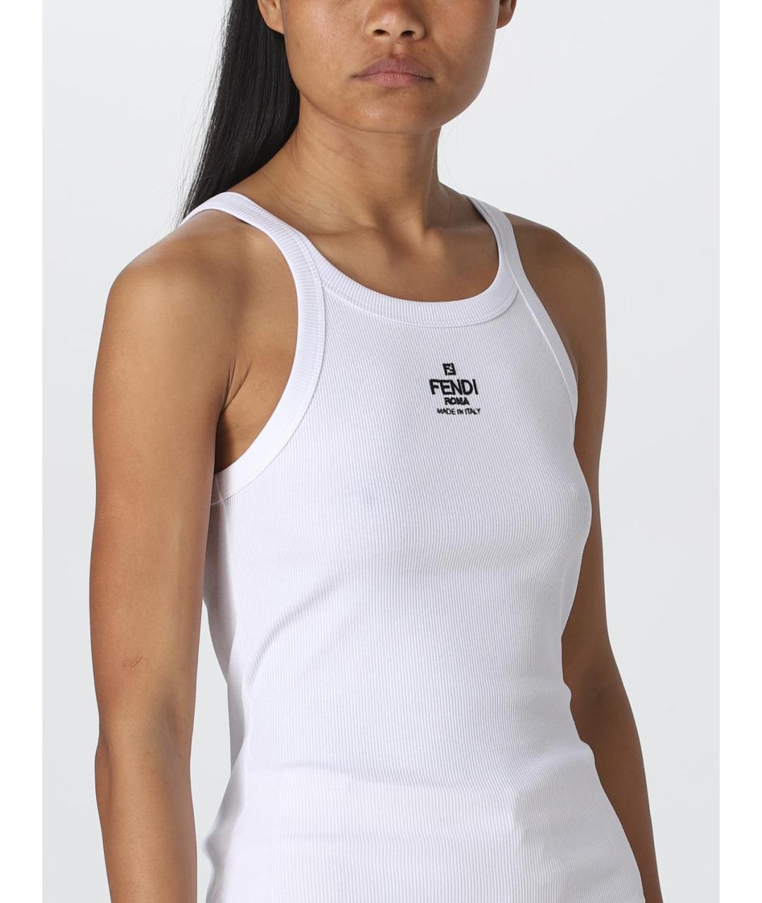 FENDI Белая хлопковая майка, фото 3