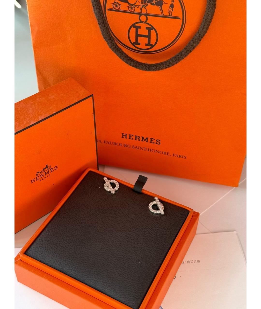 HERMES Серебряные серьги из белого золота, фото 4