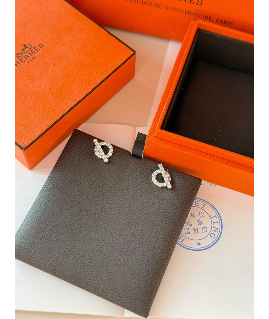 HERMES Серебряные серьги из белого золота, фото 2