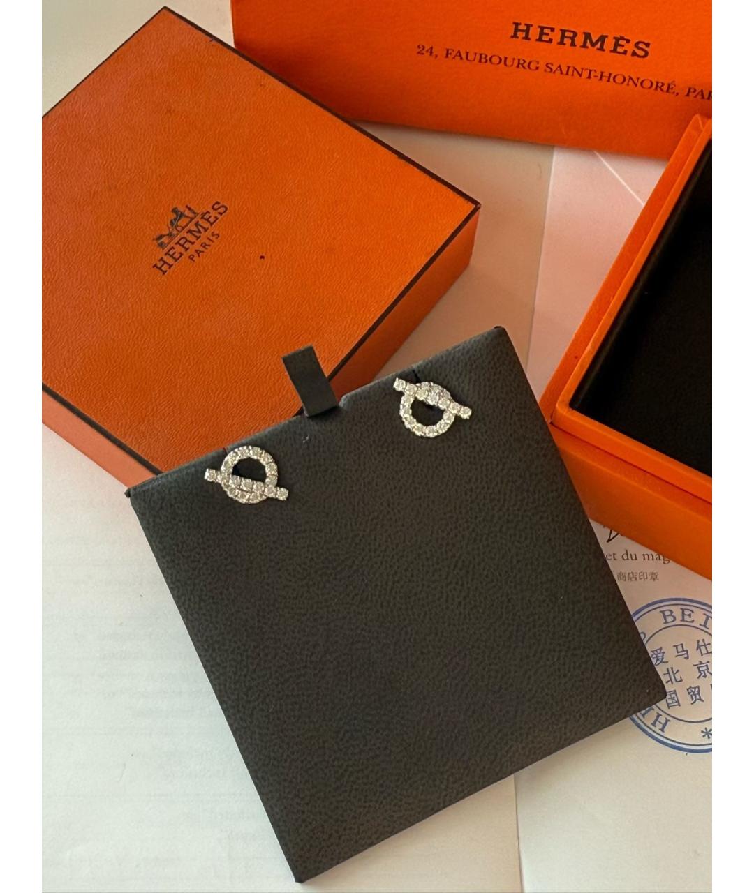 HERMES Серебряные серьги из белого золота, фото 3