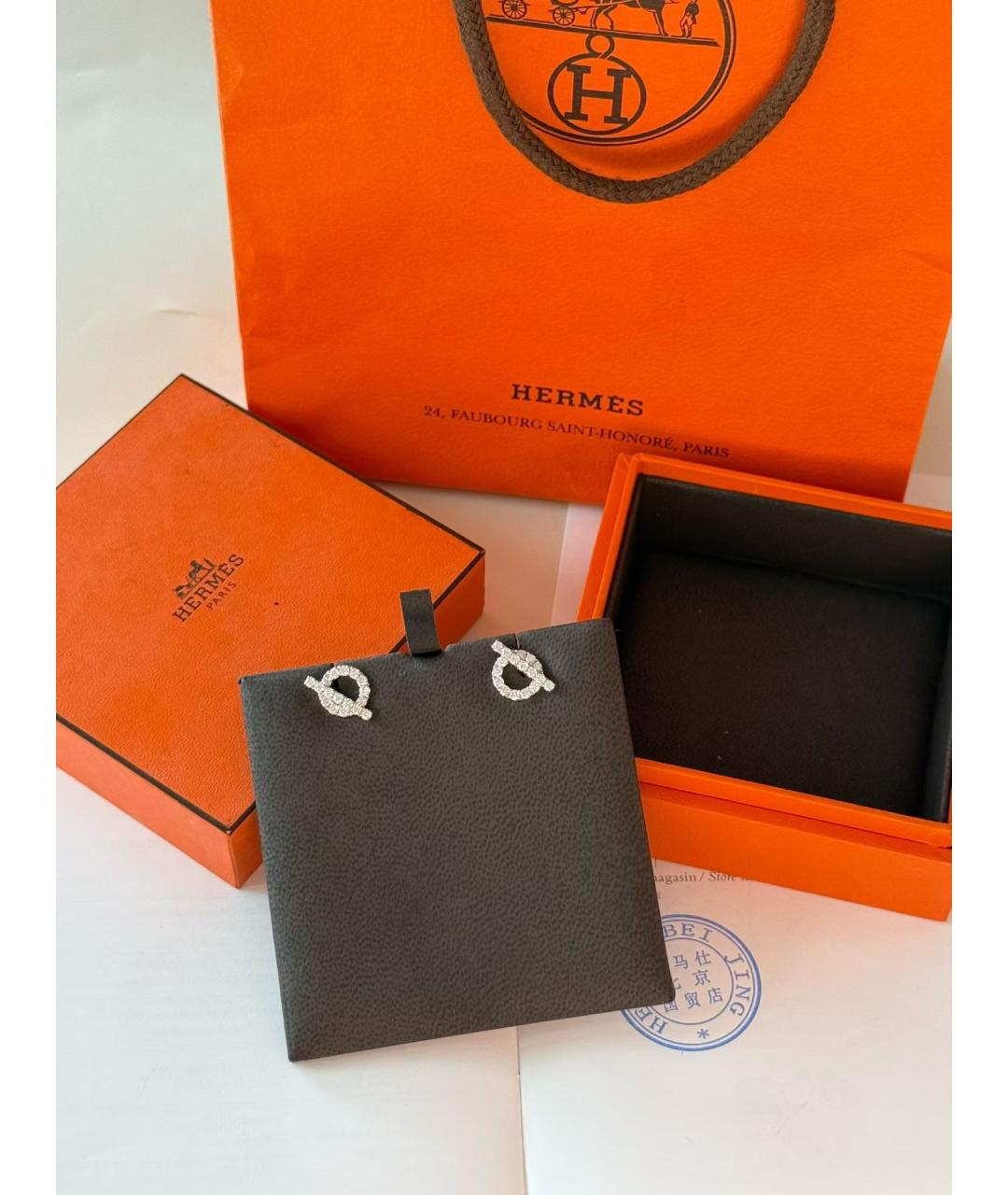 HERMES Серебряные серьги из белого золота, фото 9