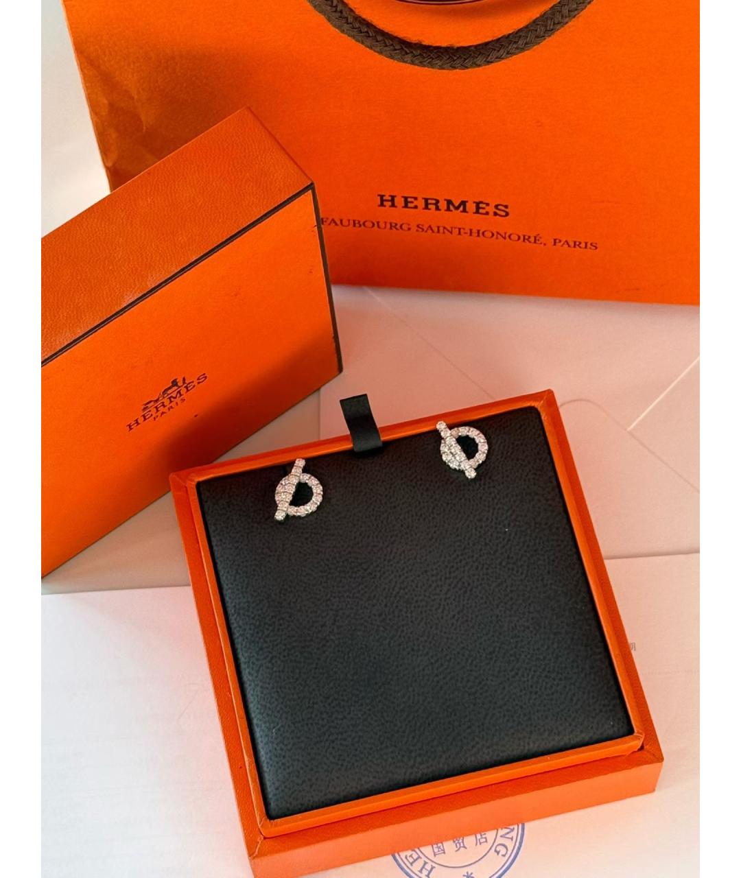 HERMES Серебряные серьги из белого золота, фото 5