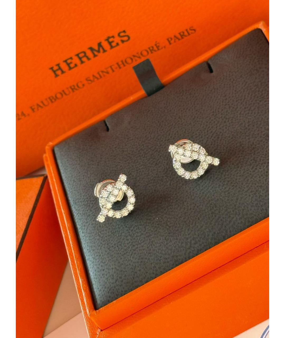 HERMES Серебряные серьги из белого золота, фото 6