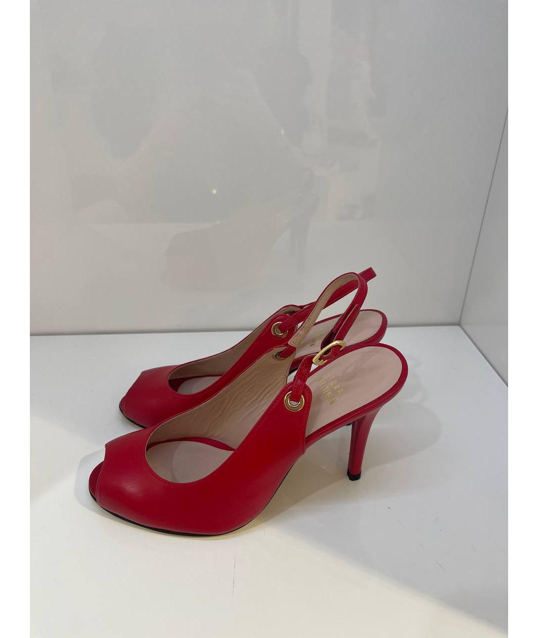 STUART WEITZMAN Красные кожаные босоножки, фото 4