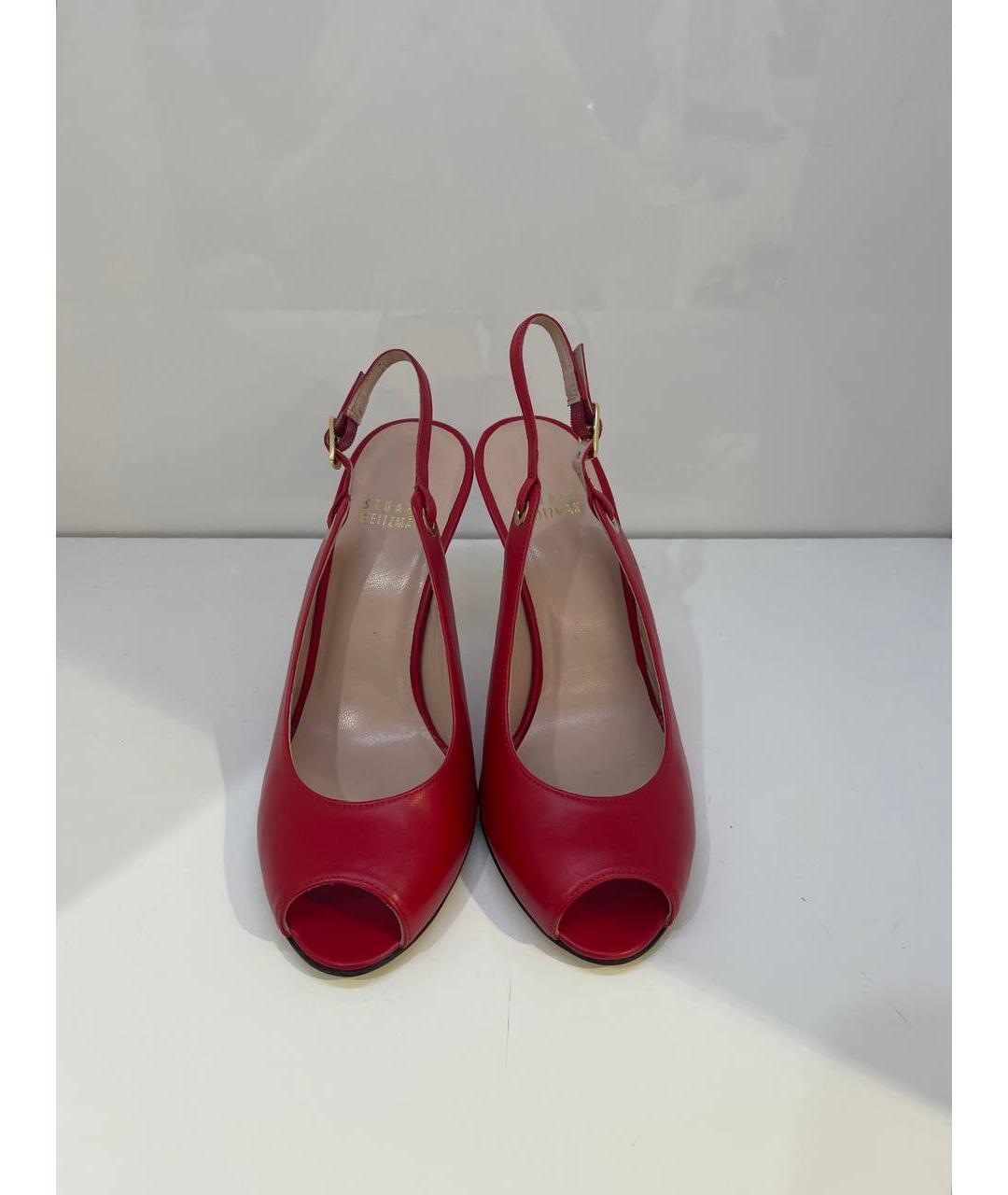 STUART WEITZMAN Красные кожаные босоножки, фото 3